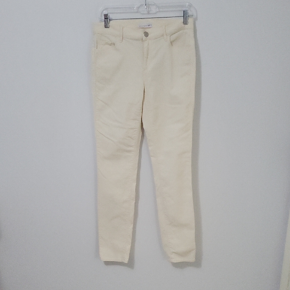 LOFT Off White Modern Skinny Corduroy Pants, Size 27/4
